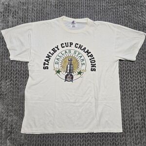 Vintage Logo Athletic Dallas Stars 1999 Stanley Cup Champions T-Shirt White XL